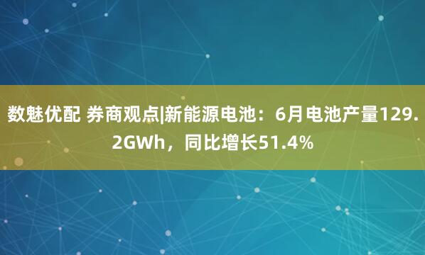 数魅优配 券商观点|新能源电池：6月电池产量129.2GWh，同比增长51.4%